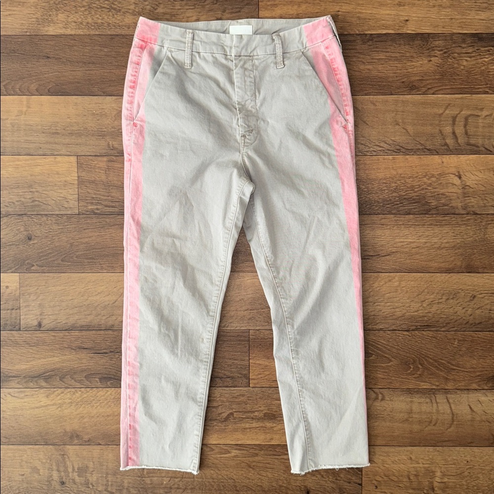 Mother Size 25 The Shaker Prep Fray Killing Time In Cement Wash Crop Faded Pant